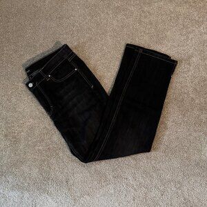 White House Black Market Noir Black Straight Ankle Jeans Sz 10 (35x28) EUC